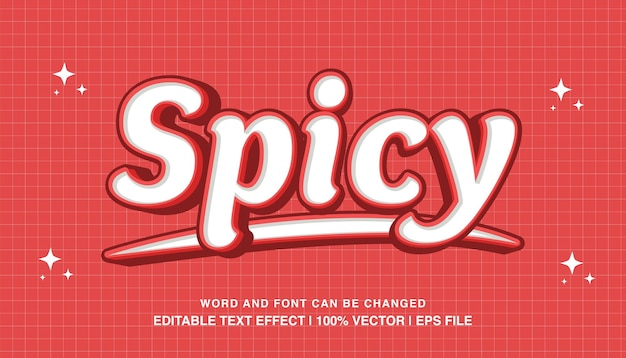 Plantilla de efecto de texto editable picante Tipo de letra de estilo retro de dibujos animados en 3d