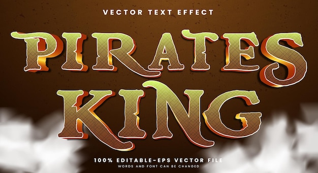 La plantilla de efecto de texto editable de Pirates King con estilo de texto de aventura