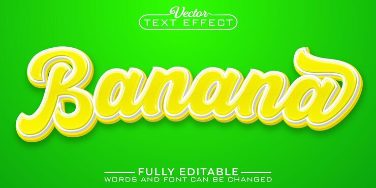 Vector plantilla de efecto de texto editable de plátano amarillo