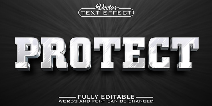 Vector plantilla de efecto de texto editable de protección blanca