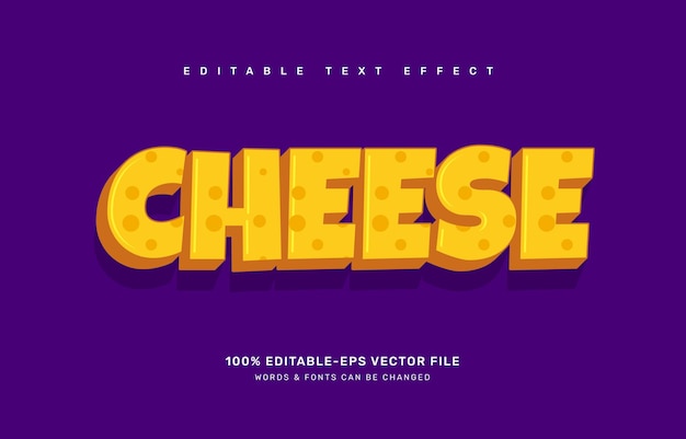 Plantilla de efecto de texto editable de queso