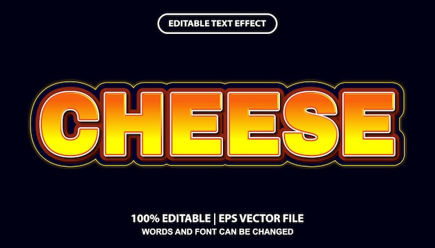 Plantilla de efecto de texto editable de queso