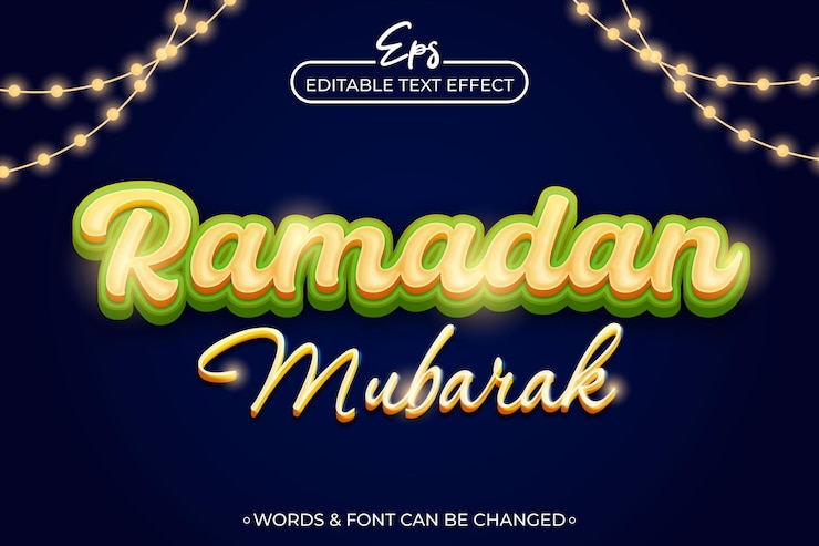 Vector plantilla de efecto de texto editable de ramadán mubarak