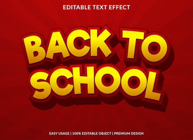 plantilla de efecto de texto editable de regreso a la escuela