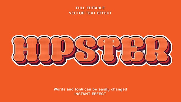 Plantilla de efecto de texto editable retro hipster con uso de estilo abstracto para marca comercial