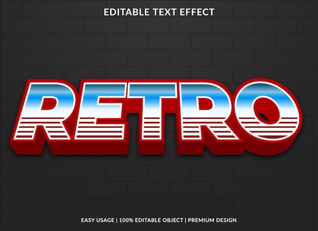 Plantilla de efecto de texto editable retro con uso de fondo abstracto para logotipo y marca de empresa