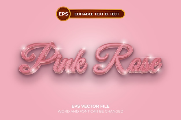 Plantilla de efecto de texto editable rosa rosa