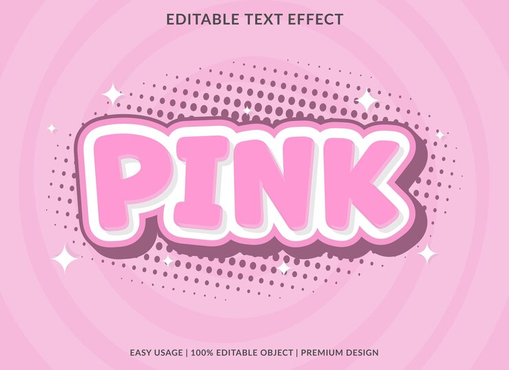 Vector plantilla de efecto de texto editable rosa uso para el logotipo de estilo de fuente