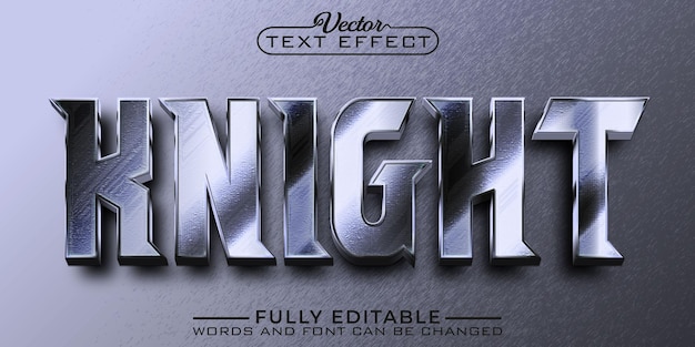 Vector plantilla de efecto de texto editable silver knight