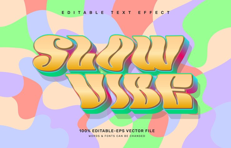 Vector plantilla de efecto de texto editable slow vibe