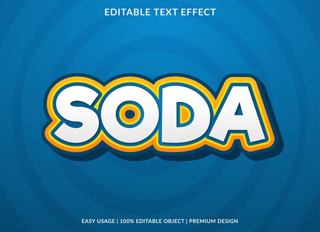 plantilla de efecto de texto editable de soda con estilo 3d y fondo abstracto