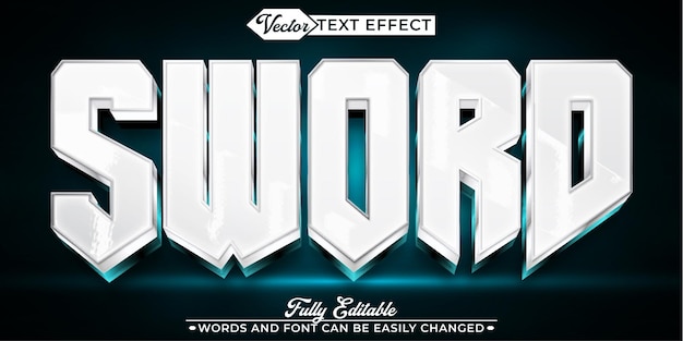 Plantilla de efecto de texto editable Sword Silver
