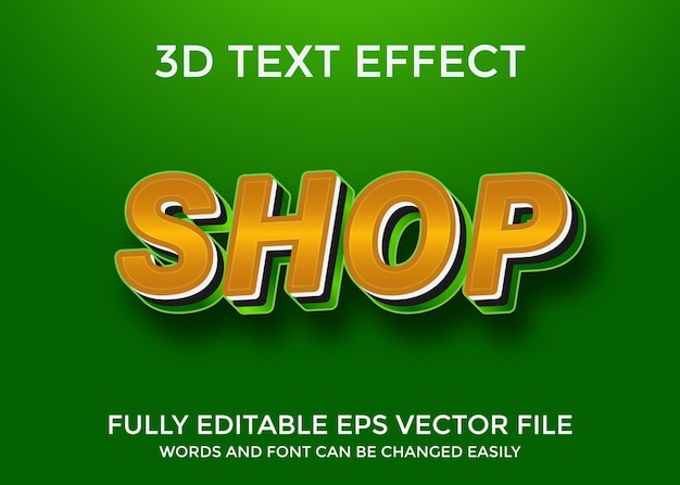 Vector plantilla de efecto de texto editable de tienda 3d