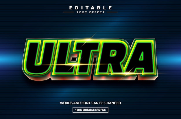 Plantilla de efecto de texto editable ultra 3D