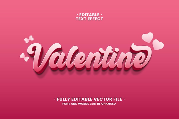 plantilla de efecto de texto editable de Valentine fuente 3d