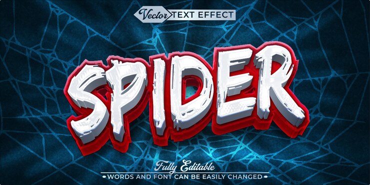 Vector plantilla de efecto de texto editable de vector de araña brillante de dibujos animados