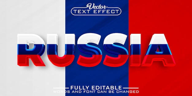 Plantilla de efecto de texto editable de vector de bandera de Rusia