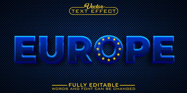 Plantilla de efecto de texto editable de vector de bandera de la Unión Europea