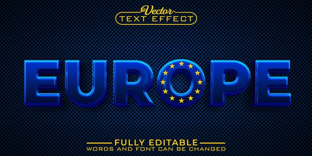 Plantilla de efecto de texto editable de vector de bandera de la unión europea