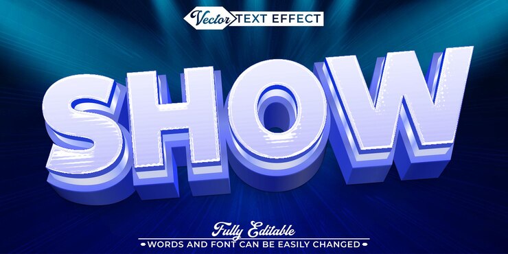 Vector plantilla de efecto de texto editable para el vector de blue cartoon show