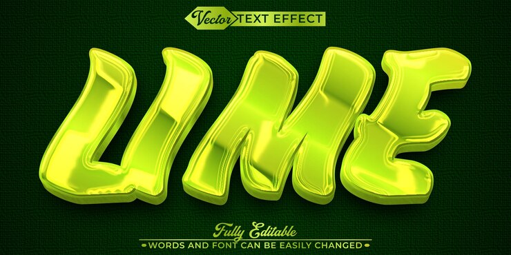 Vector plantilla de efecto de texto editable de vector de cal verde de dibujos animados