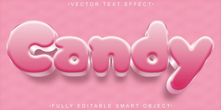 Vector plantilla de efecto de texto editable de vector de caramelo rosado