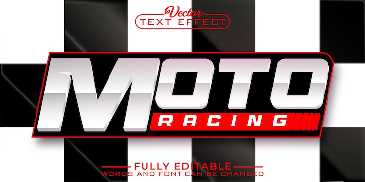 Vector plantilla de efecto de texto editable de vector de carreras de motos