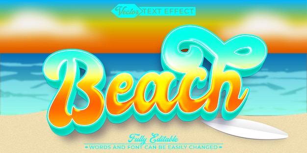 plantilla de efecto de texto editable de vector de Cartoon Beach Horizon