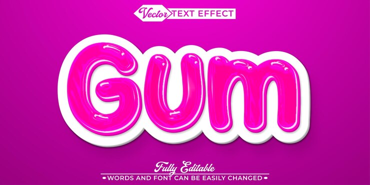 Vector plantilla de efecto de texto editable de vector de chicle de dibujos animados
