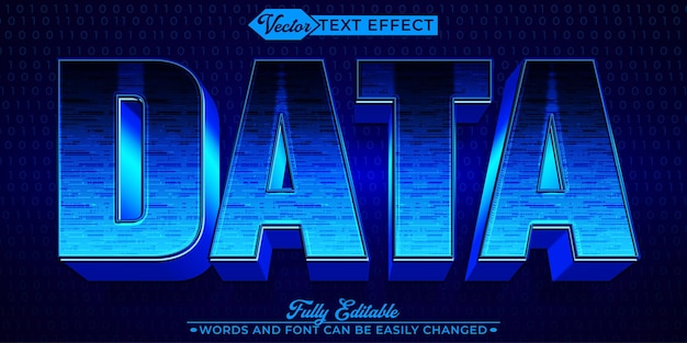 plantilla de efecto de texto editable de vector de datos de código azul