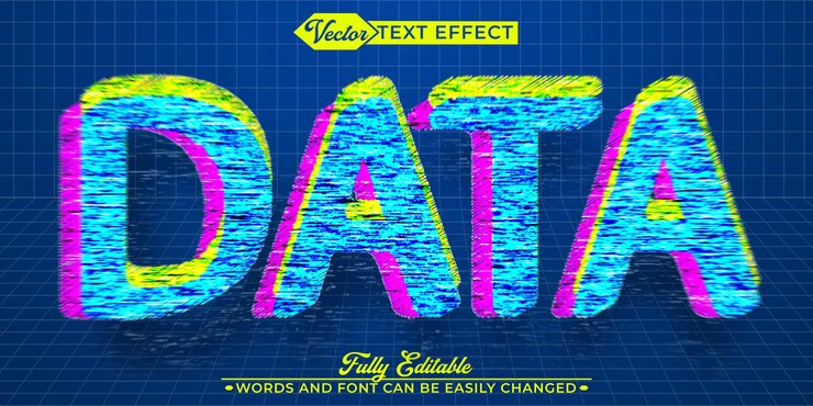 Vector plantilla de efecto de texto editable de vector de datos de código