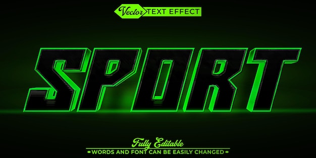 plantilla de efecto de texto editable de vector deportivo verde