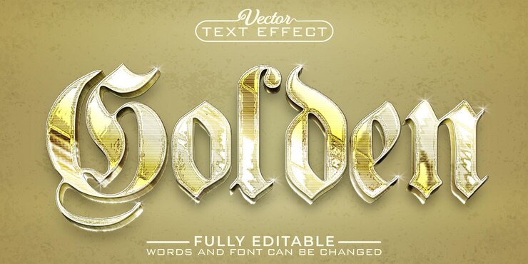 Vector plantilla de efecto de texto editable de vector dorado medieval