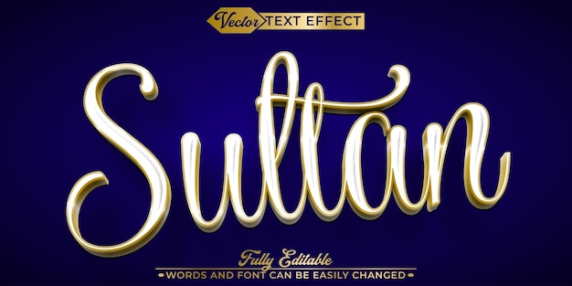 plantilla de efecto de texto editable de vector dorado de Sultán
