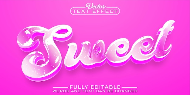 Plantilla de efecto de texto editable de vector dulce rosa de dibujos animados