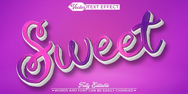 Plantilla de efecto de texto editable de vector dulce rosa de dibujos animados