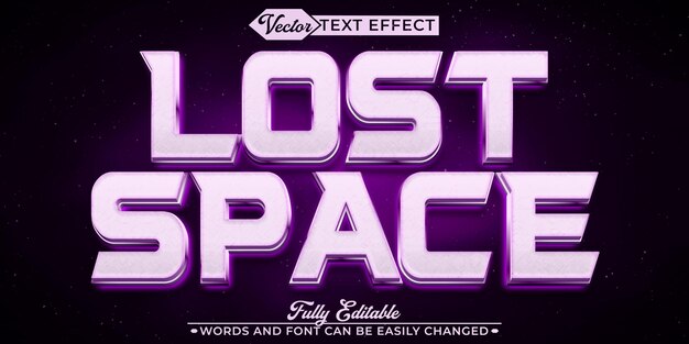 plantilla de efecto de texto editable para el vector de espacio perdido púrpura