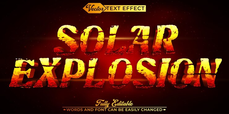 Vector plantilla de efecto de texto editable del vector de la explosión solar