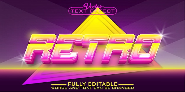 Plantilla de efecto de texto editable de vector de fiesta retro brillante