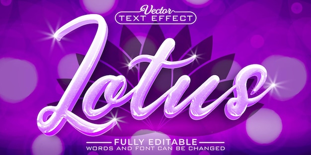Plantilla de efecto de texto editable de vector de flor de loto rosa