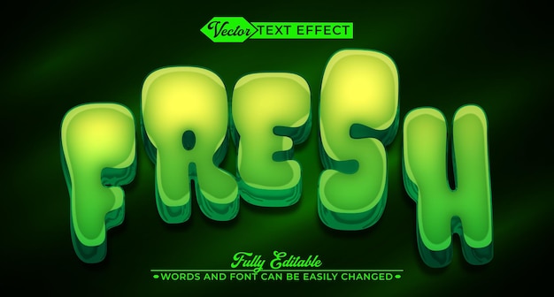 Plantilla de efecto de texto editable de vector fresco verde