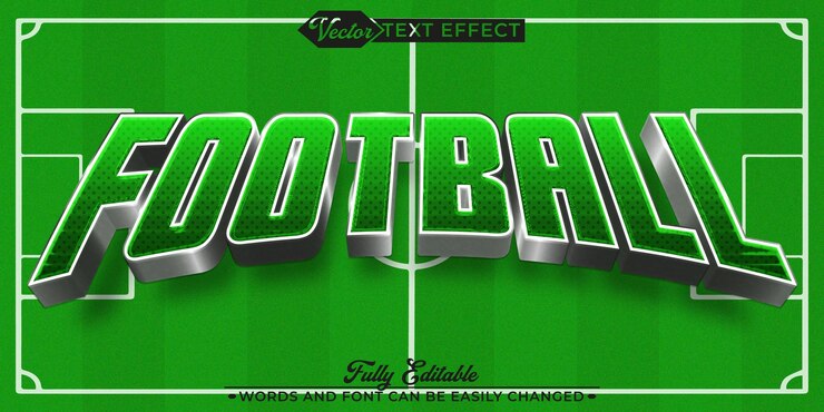 Vector plantilla de efecto de texto editable de vector de fútbol