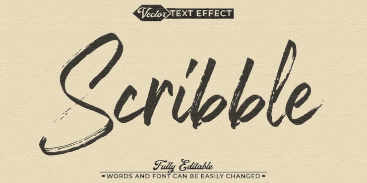 Vector plantilla de efecto de texto editable de vector de garabato de lápiz