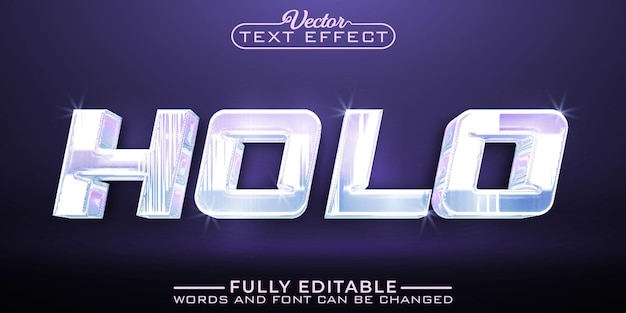 Plantilla de efecto de texto editable de vector Holo brillante