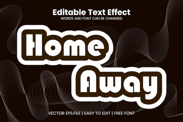 Plantilla de efecto de texto editable Vector Home Away