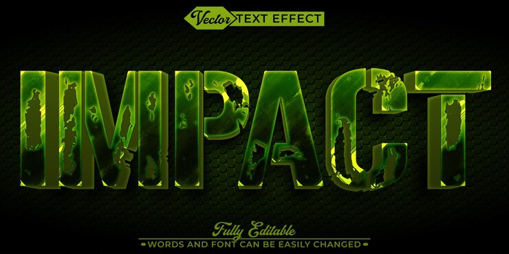Vector plantilla de efecto de texto editable de vector de impacto verde