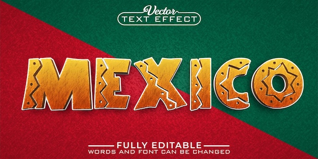 Plantilla de efecto de texto editable de vector de madera de México
