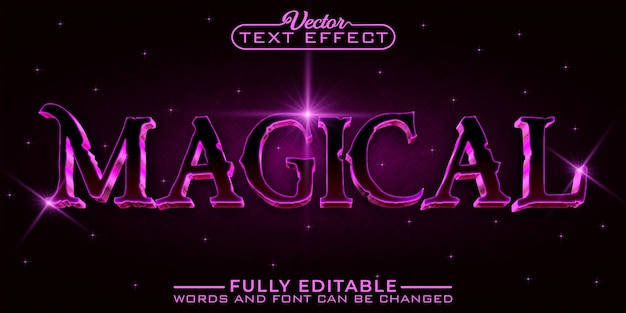Plantilla de efecto de texto editable vector mágico púrpura oscuro