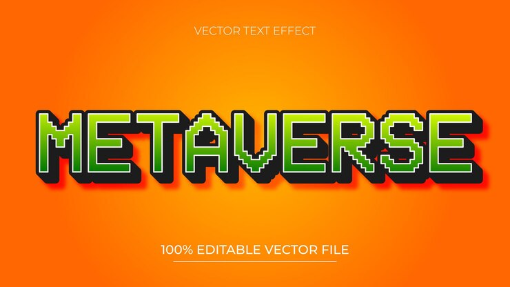 Vector plantilla de efecto de texto editable de vector metaverso verde con estilo de fuente de píxel