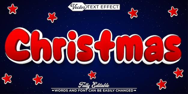 Plantilla de efecto de texto editable de vector de Navidad de decoración
